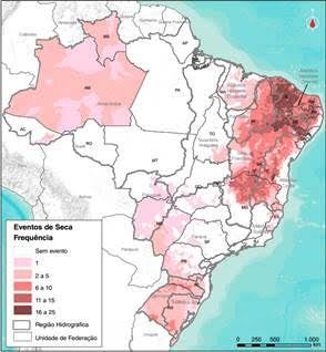 Frequência de ocorrência de eventos críticos de seca nos municípios do Brasil (2003 a 2015)
