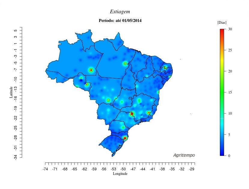 Imagem: Sistema Agritempo - Mapa de Estiagem